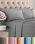 Cal King 6 Piece Sheet Set - Cooling & Breathable - Hotel Luxury Bedding, Includes Fitted Sheet for Women, Men, Kids & Teens - 1 Flat, 1 Fitted Sheet, 4 Pillowcases w/Deep Pockets - Heathered Grey