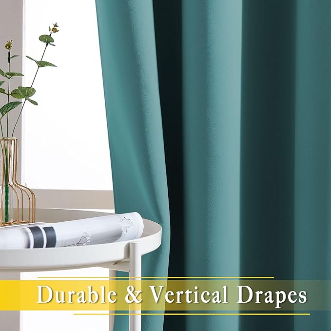 NICETOWN Blackout Room Darkening Window Curtain - Thermal Insulated Solid Grommet Blackout Patio Door Curtain/Drape for Living Room (Sea Teal, 1 Panel, 80 by 95-inch)