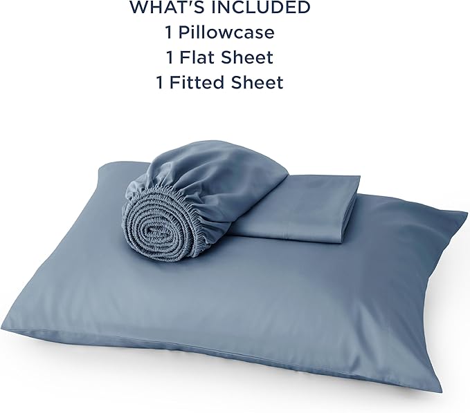 Bedsure Cooling Sheets Twin XL, Rayon Derived from Bamboo, Breathable & Soft Twin XL Sheet Sets, Deep Pocket Up to 16 Inches, Hotel Luxury Silky Dorm Bedding for Hot Sleepers, Dusty Blue