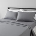 Amazon Basics Lightweight Super Soft Comfortable Brushed Microfiber 4 Piece Bed Sheet Set with 14-Inch Deep Pockets, Queen, Dark Gray, Solid