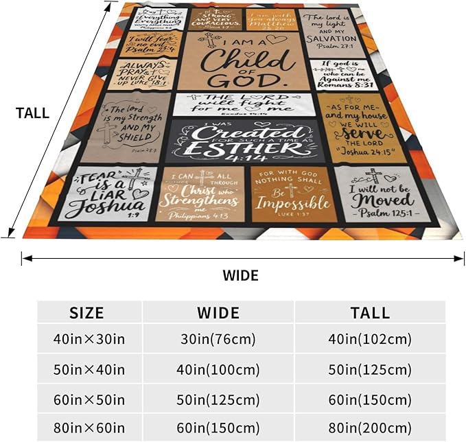 Christian Gift for Women, Bible Inspirational Throw Blanket for Couch, Soft Flannel Blanket, 40"x 50" Prayers Blankets for Bedroom Sofa Living Christmas Halloween Decoration