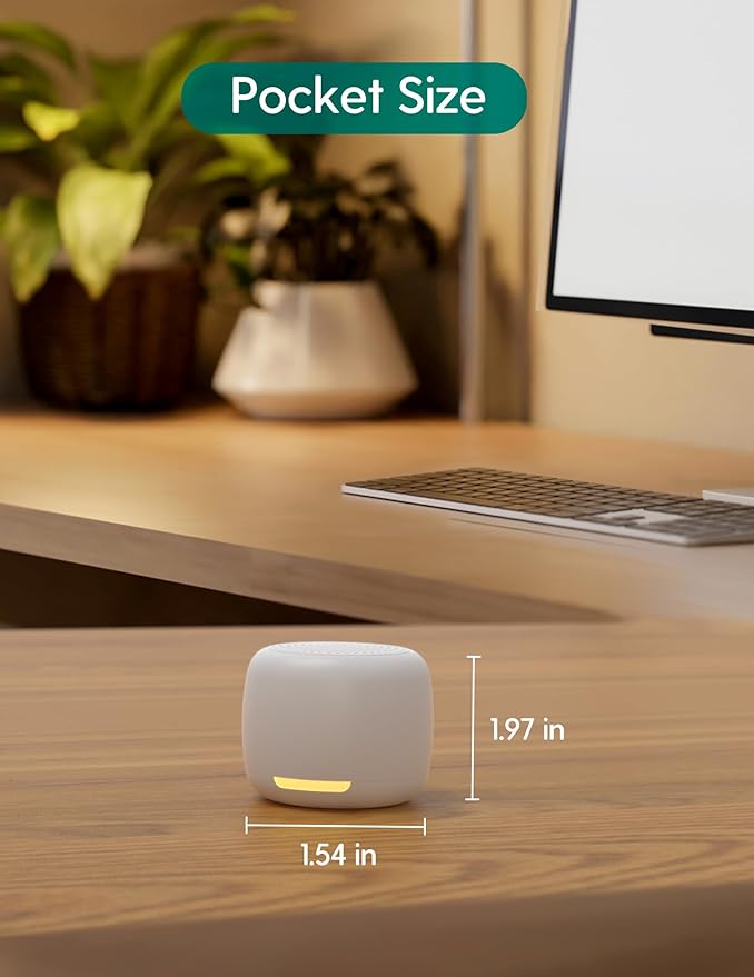 Babelio White Noise Sound Machine, Night Light, Mini and Portable, 15 Non-looping Sounds, Timer, Memory Function, for Adults Baby, Travel, White