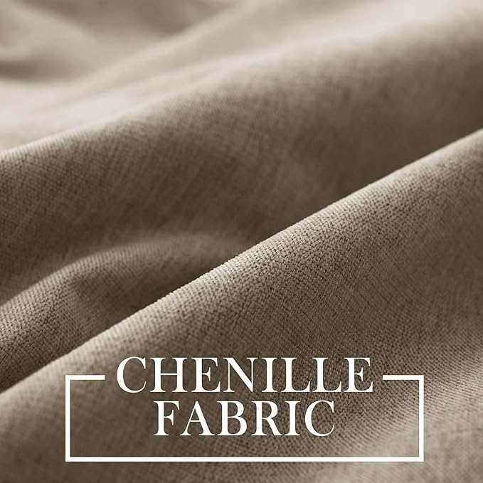 Macochico Thermal Blackout Chenille Curtains 100% Blackout Window Draperies for Living Room Bedroom Auditorium Banquet Hotel Palm Curtains with Tieback Classic Home Decor 72" Wx102 L 1 Panel