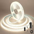 COB LED Strip, 16.4ft White LED Strip Light, Dimmable LED Light Strip 4000K Bright Neutral White, CRI92+, 8mm Width, 24V Flexible LED Tape Light for TV, Bedroom, Kitchen Cabinet, Closet, Home.