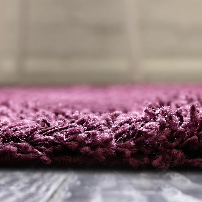 Unique Loom Solid Shag Collection Area Rug (8'x 11' Rectangle, Eggplant Purple)
