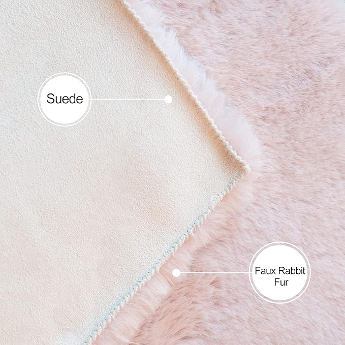 Shag Rug 6x9 Area Rugs for Living Room Pink Fuzzy Washable Faux Rabbit Furry Fur Rugs Bedroom Nursery Rug