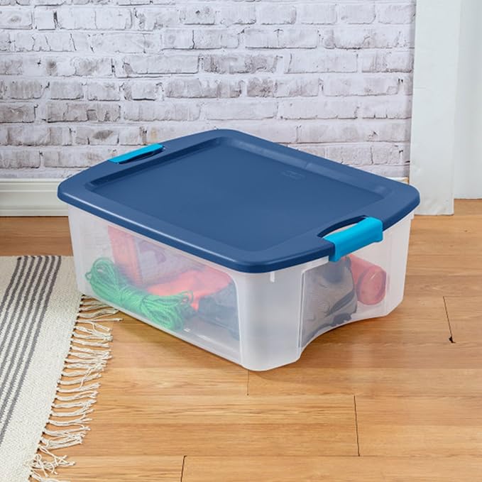 Sterilite 6-Pack Latch and Carry, Clear Plastic Storage Bins with Latching Lids and Full-Grip Handles, 12 Gallon