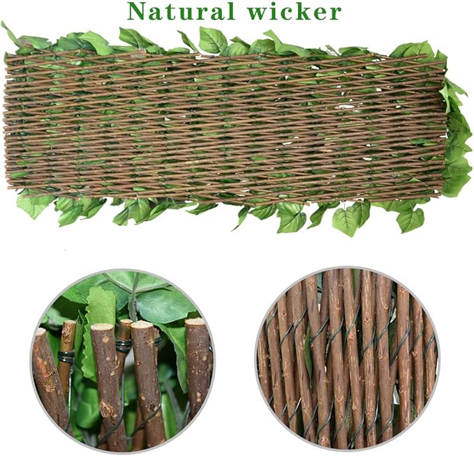 BYBAG Expandable Faux Ivy Fence Privacy Screen for Patio Outdoor Balcony Bedroom Decor,Artificial Light Green Leaves Wall Decoration Fencing Panel(Single Sided Leaves)