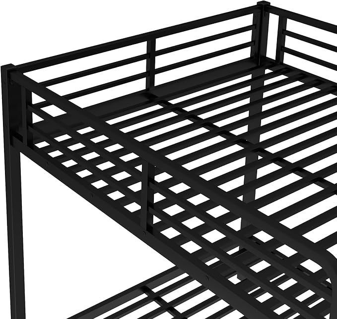 Upgraded Version Thicken Stronger Metal Heavy-Duty Full Over Full Bunk Bed with Twin Size Trundle, Bunk Bed for Adults with Ladders, Easy Assemble (Full/Full)