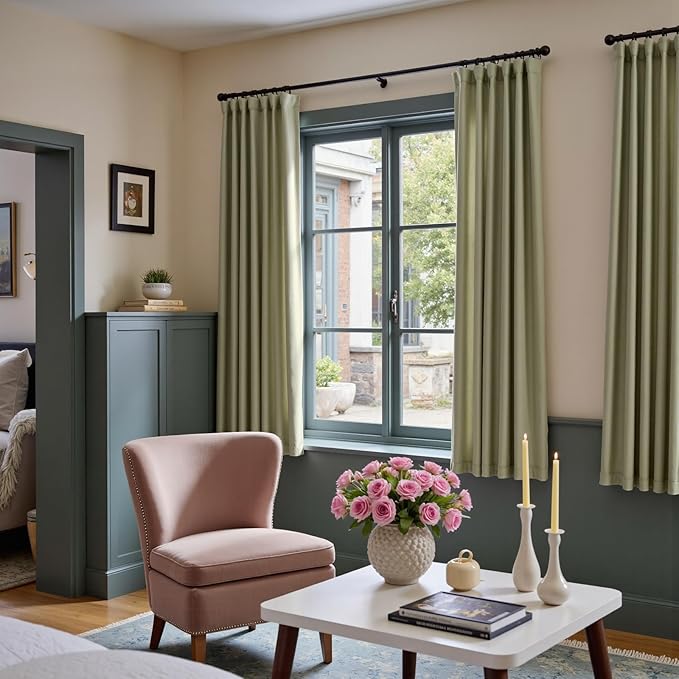 Lazzzy Velvet Blackout Curtains Thermal Insulated Room Window Drapes Super Soft Luxury Curtains for Living Room Bedroom Rod Pocket 2 Panels, Olive Sage, 52" W x 72" L