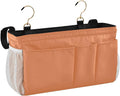 KOPIRIT Orange Bedside Caddy Storage Bag Bedside Organizer for Bed Rails College Dorm Room Hanging Bag Bedside Shelf 6 Pockets with Hooks for Glasses Book Tablet Holder