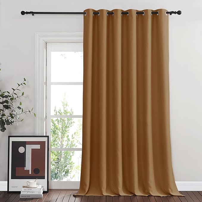 NICETOWN Gold Brown Blackout Curtains for Bedroom 95 Inch Length - Thermal Insulated Room Darkening Privacy Grommet Window Drapes for Boys Room, Set of 1 Panel, 80 x 95 Inch
