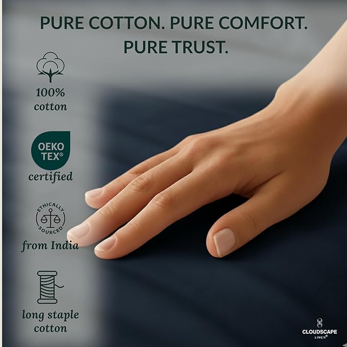 Egyptian Cotton Twin Size Sheets Set, Dark Denim