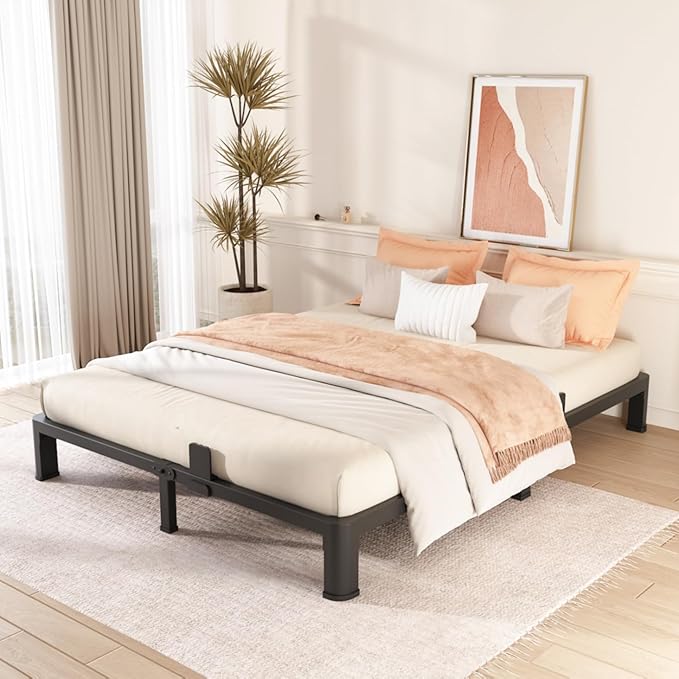 FUIOBYVV 6 Inch California King Bed Frame with Round Corner Edge Legs 3500 lbs Metal Heavy Duty Steel Slats Support No Box Spring Needed Platform Noise Free Easy Assembly