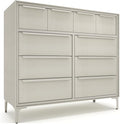 Naima Premium Fabric Dresser - Strong Metal Frame, 10 Spacious Sag-Proof Drawers with Sleek Metal Handles - Premium & Durable Storage Solution for Your Home (Beige)