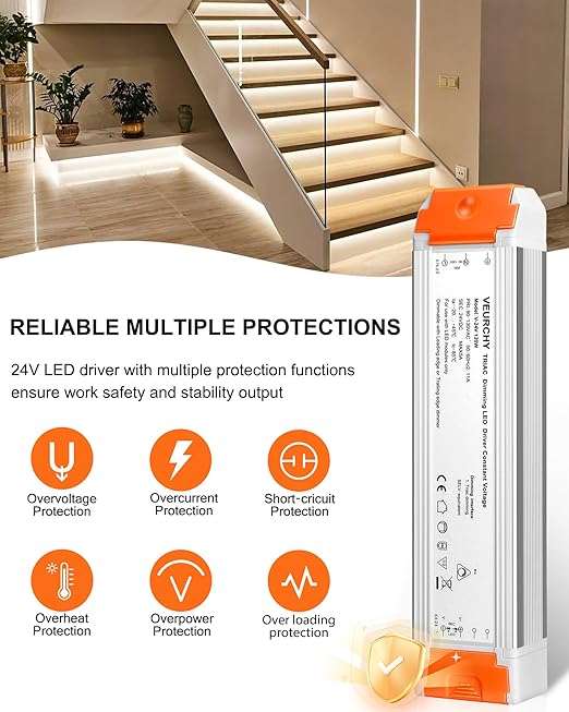 120W 24V Dimmable LED Driver,Triac Dimmable Transformer AC 120V to DC 24V 120 Watt Compatible with Lutron & Leviton Dimmer Switches, Dimmer Led Power Supply 24 Volt for Strip Lights
