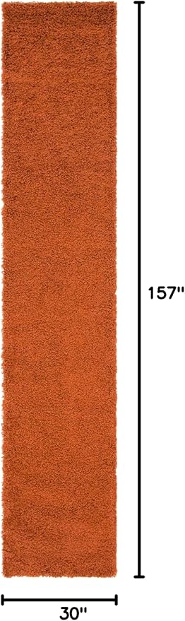 Unique Loom Solid Shag Collection Area Rug (2' 6" x 13' 1" Runner, Terracotta)