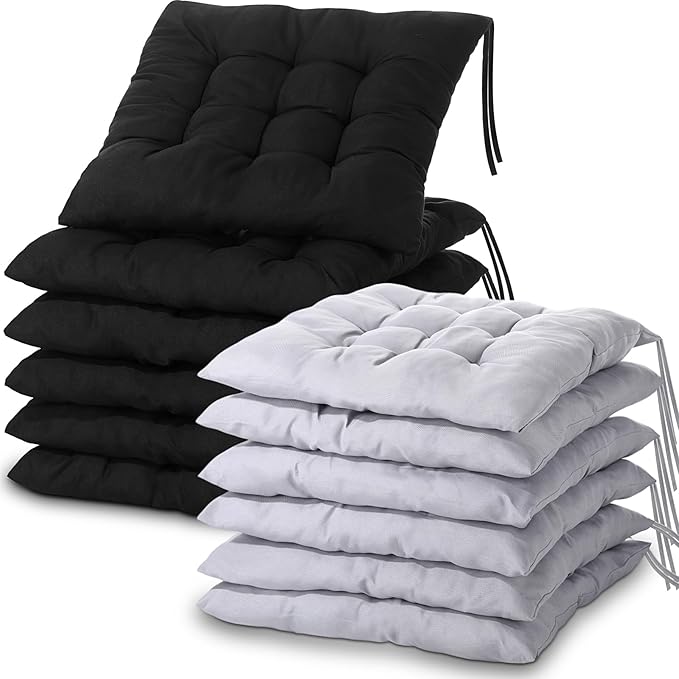 Geetery 12 Pcs Floor Pillows for Classroom Bulk Square Seating Cushions for Floor Chair School Kindergarten Reading Corner, 15.7'' Large Thick Meditation Cushions Yoga Nursery Daycare (Black Grey)