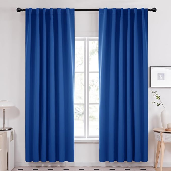 Deconovo Blackout Curtains, Thermal Insulated, W52 x L84 2 Panels, Back Tab, Machine Washable, Room-Darkening Drapes for Bedroom/Living Room Royal Blue
