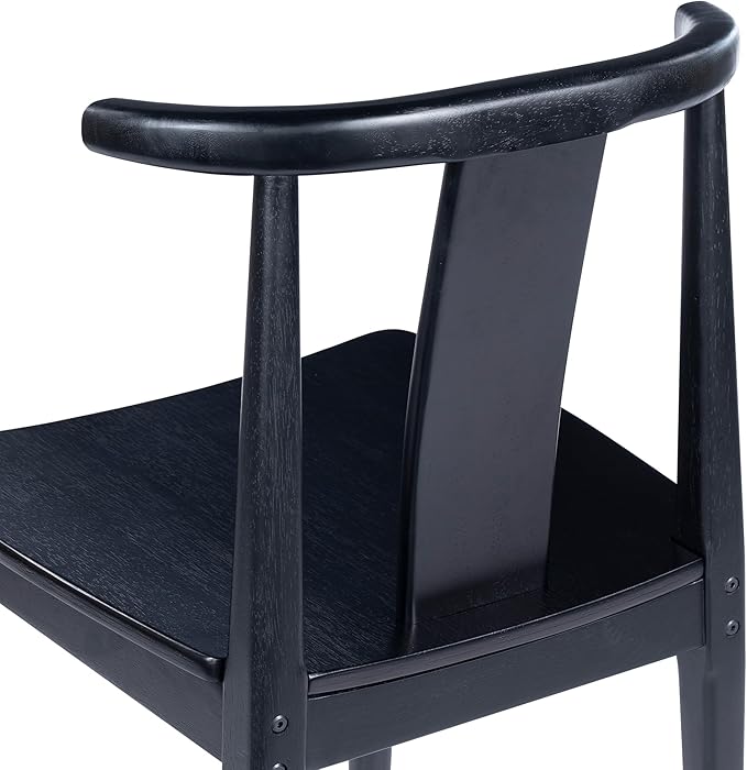 Wood Dining Room Chairs Set of 6, Mid Century Modern Kitchen Chairs Wishbone Chair with Curved Back Armless Accent Chair for Living Room Restaurant, Black