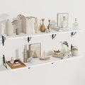 Dreamland Deep Floating Shelves, 55" W x 12" D Wall Shelves Set of 2, Wide Display Shelf Wall Mounted with Brackets, Bookshelf for Living Room, Bathroom, Bedroom, White