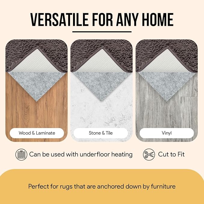 Premium Felt Rug Pad 6x9 Feet, Thick Rug Pads for Hardwood Floors, Laminate, Vinyl, Stone, Carpet & Tile, Under Rug Padding