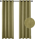 Jacquard Linen Curtains 72 inch Length 2 Panels Thick Faux Linen Blended Window Drapes Burlap Textured Curtains with Grommet for Living Room Bedroom Farmhouse (52x72 Olive Green) Natural