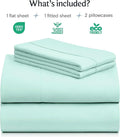 LuxClub 4 PC Sheet Set Bed Sheets Deep Pockets 16" Eco Friendly Wrinkle Free Cooling Machine Washable Hotel Bedding Silky Soft - Aquamarine Queen