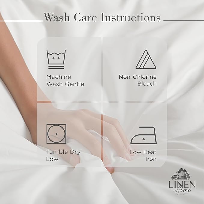 Linen Home 100% Cotton Percale Sheets Twin XL Size, White, Deep Pocket, 3 Pieces Set - 1 Flat, 1 Deep Pocket Fitted Sheet and 1 Pillowcase, Crisp Cool and Strong Bed Linen