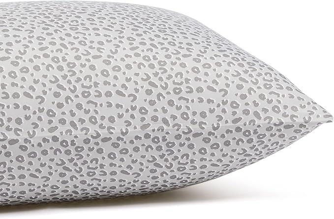 Amazon Basics Lightweight Super Soft Easy Care Wrinkle Free Microfiber 3 Piece Bed Sheet Set with 14-Inch Deep Pockets, Twin, Gray Cheetah, Printed, Kids, Men & Women Bedding