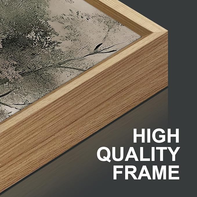 Yeehomedec Vintage Nature Landscape Framed Canvas Wall Art Set, Rustic Misty Forest Sketch Wall Decor, Neutral Wooden Trees Art Print, Retro Foggy Scenery Artwork for Living Room Bedroom Office 16"x24"x3
