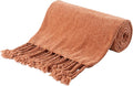 BATTILO HOME Fall Caramel Throw Blanket for Couch, Bed, Sofa - Soft Cozy Rust Orange Chenille Throw with Fringe Tassels, Lightweight Fall Knit Throw for Fall Decor, 50"x60"