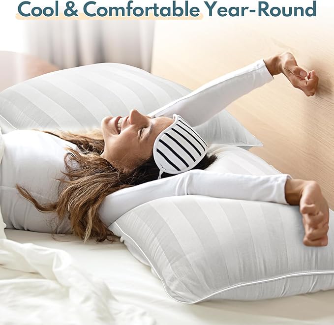 DIORIS Pillows Queen Size Set of 2 - Luxury Hotel Bed Pillows for Sleeping, Premium Fluffy Soft Down Alternative Fill Pillows for Back, Stomach, Side Sleepers, Supportive, Breathable, Skin-Friendly