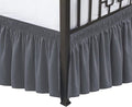 Biscaynebay Wrap Around Bed Skirts with Split Corners for King Beds 14" Drop, Dark Grey Elastic Dust Ruffles Adjustable Easy Fit Wrinkle & Fade Resistant Silky Luxurious Fabric Machine Washable