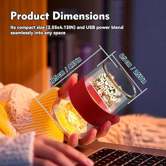 Happy Birthday Light for Table 3D Rose Flip LED Night Lights Color Changing Dimmable USB-C Input Rechargeable Touch Control Birthday Gift Lamps for Women Wife Mom Daughter