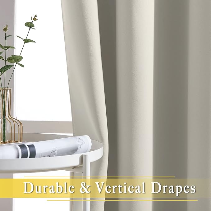 NICETOWN Blackout Curtains for Sliding Glass Door Room Divider Noise Reduce Curtain Panel Portable Window Screen Sliding Partition, W100 x L102 inches, 1 Panel, Natural