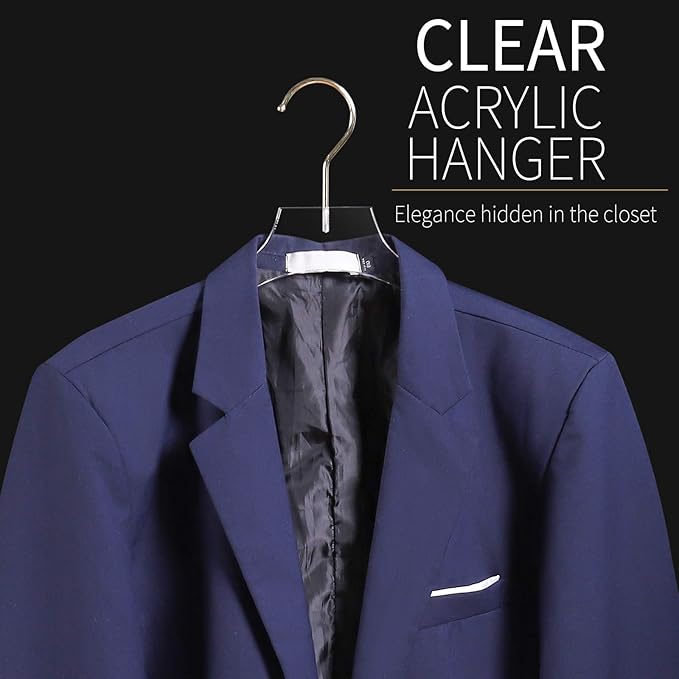 Acrylic Hangers Clear and Gold Premium Quality Clothes Hangers Standard Clothing