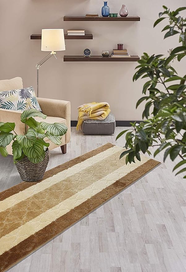 10 Ft Long Beige Kitchen Hallway Runner Rug, Non-Slip Washable 2'2" X 10' Rubber Backed Carpet, Custom Size Floor Mat for Entryway Stairs Bedroom Bathroom Laundry Room