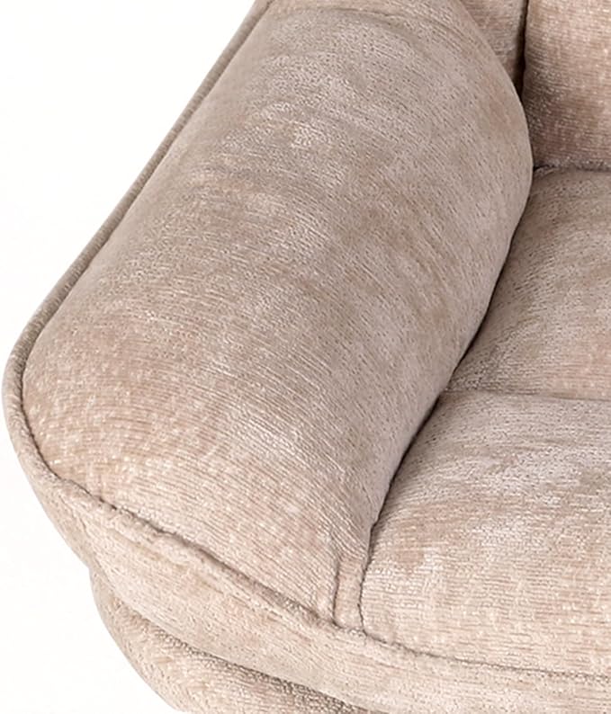 1 Pack 360°Free Swivel Accent Chair for Living Room, Slightly 20°Rocking, 24" High Backrest Upholstered Armchair, Ergonomic Design, Chenille Breathable Soft Fabric Modern Single Sofa, Beige