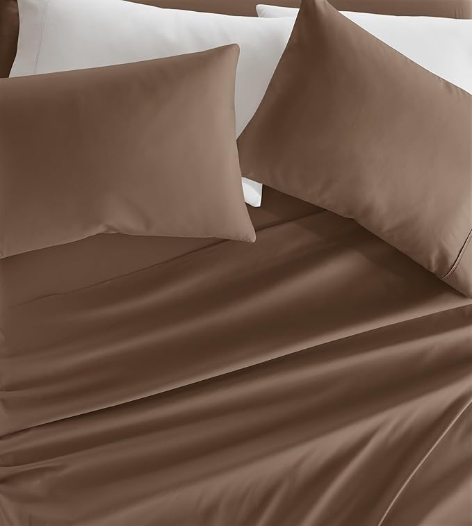 Linen Market Brushed Microfiber Twin Sheet Set 3 Piece – Oeko-TEX Certified Ultra Soft & Wrinkle-Free - 16" Deep Pocket Sheets - Easy Care Twin Size - Taupe