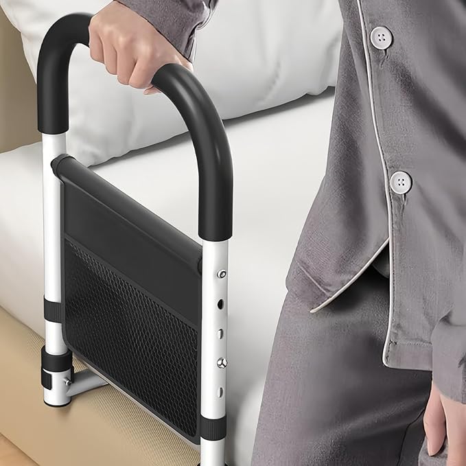 Bed Rails for Elderly Adults Safety, Medical Bed Assist Rail for Seniors, Bedrails for King Twin Full Size Bed, Height Adjustable Bedside Railing Grab Bar Handle with Storage Bag