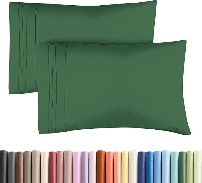Queen Pillow Cases Set of 2 - Ultra Soft Hotel Quality Pillowcase Covers - Comfy, Cozy & Wrinkle Free - Shrinkage and Fade Resistant - Machine Washable Pillow Protectors - 2 Piece Set - Emerald Green