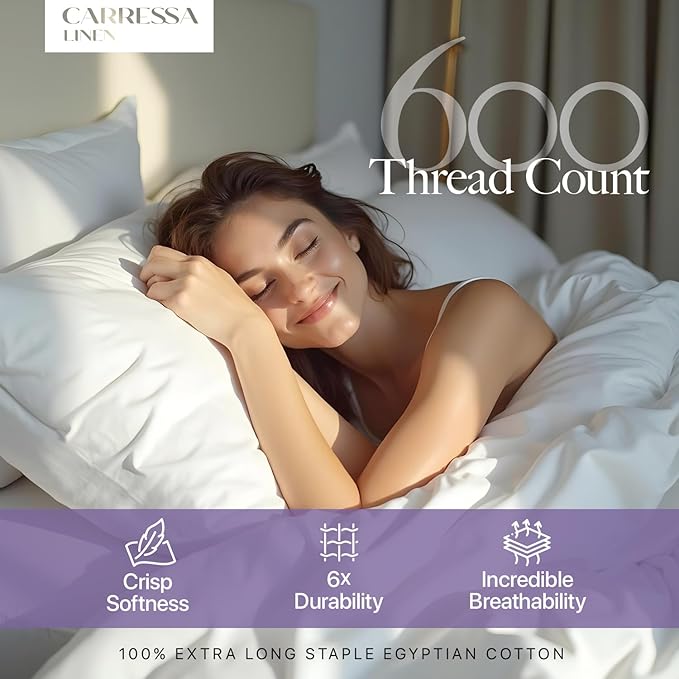 Carressa Linen California King Egyptian Cotton Sheet Sets - 600 Thread Count Cal King Cotton Sheet Set (4 PC, Herb Garden), Extra Soft, Cooling, 16" Deep Pocket Sateen Weave Luxury Hotel Bed Sheets