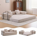4-in-1 Convertible Folding Sleeper Sofa Bed, Fold Out Floor Sofa Couch with Fixed-Shape Frame, Cloud Corduroy Foldable Mattress Couch for Living Room Bedroom (77" Corduroy, Light Grey)