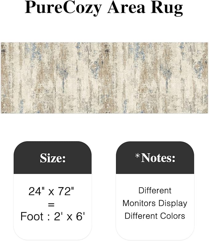 2x6 Runner Rug Hallway Kitchen Washable Abstract Neutral Modern Small Long Beige Brown Carpet Bedroom Bedside Non Slip Low Pile Soft Thin Indoor Throw Rug Entryway Bathroom Door Mat