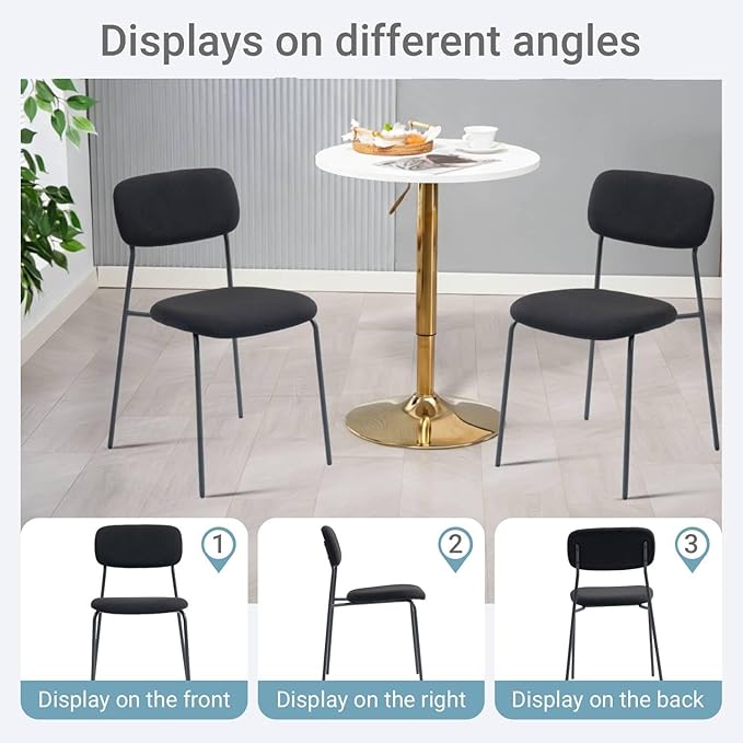 Black Stacking Chairs with Upholstered Fabric Seat and Back, Armless Guest Chairs with Metal Frames, Stackable Reception Chair for Waiting Area, School, Conference Room, and Church, Set of 4.