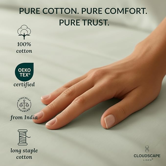 Cloud Scape Linen 100% Egyptian Cotton Split King Sheet Set for Adjustable Bed,400 Thread Count, 5 Pcs Bedding Set, Soft, Breathable and Durable, Deep Pockets up to 17, Mineral