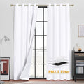 RYB HOME White Blackout Curtains for Bedroom,Noise Reducing Thermal Insulated Curtains and Drapes with Melt-Blown Fabric, Anti Dust PM2.5 Pollen Smog Filtering, Pure White, W52 x L90 inch, 2 Panel