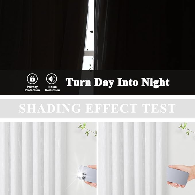 Vision Home White Full Blackout Curtains 63 inch for Bedroom Thermal Insulated Room Darkening Window Treatment Set Rod Pocket Back Tab Modern Soundproof Pure White Drapes 2 Panels 50" Wx63 L