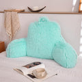 Holawakaka Standard Faux Fur Bed Rest Pillow with Arms,Shaggy Backrest Reading Pillows Perfect for Kids, Teens, Petites, Boys Girls Lumbar & Head Neck Coccyx Lower Back Support Cushion (Aqua)
